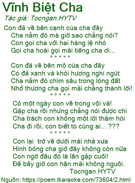 Loi bai tho Vinh Biet Cha Tocngan.HYTV